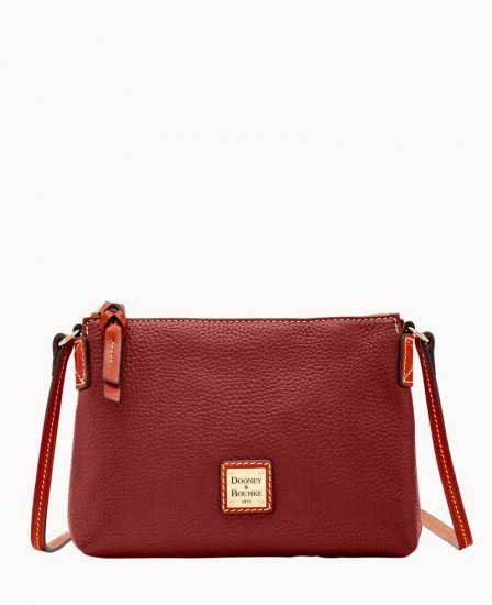 Dooney Pebble Grain Crossbody Pouchette Wine ID-JRN76S47 - Click Image to Close