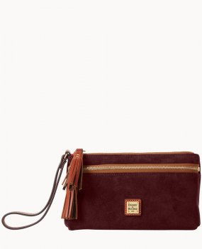 Dooney Suede Double Zip Wristlet Wine ID-cyOeHYO9