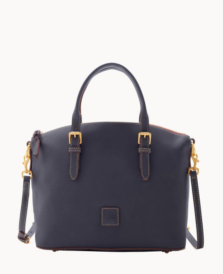 Dooney Florentine Domed Satchel Navy ID-f8yJrXTR - Click Image to Close