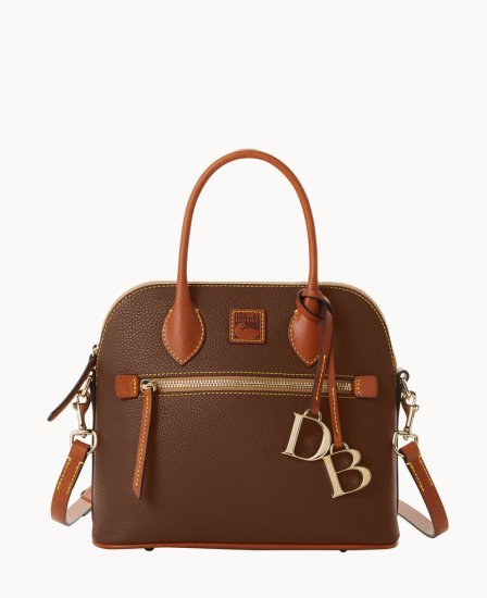 Dooney Pebble Grain Domed Satchel Bark ID-Q83cOqPc - Click Image to Close