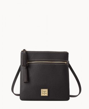 Dooney Saffiano Double Zip Tassel Crossbody Black ID-WrWrV0M1