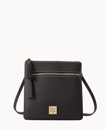 Dooney Saffiano Double Zip Tassel Crossbody Black ID-WrWrV0M1 - Click Image to Close