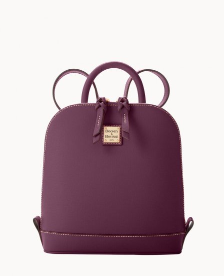 Dooney Saffiano Small Zip Pod Backpack Plum Wine ID-fbGBcrjD - Click Image to Close