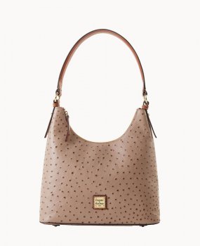 Dooney Ostrich Hobo Light Taupe ID-OJd1Qo5W