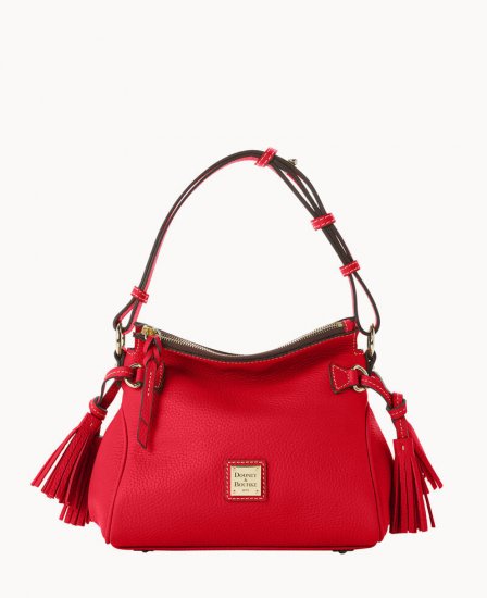 Dooney Pebble Grain Tassel Shoulder Bag Red ID-LnKdlTCX - Click Image to Close