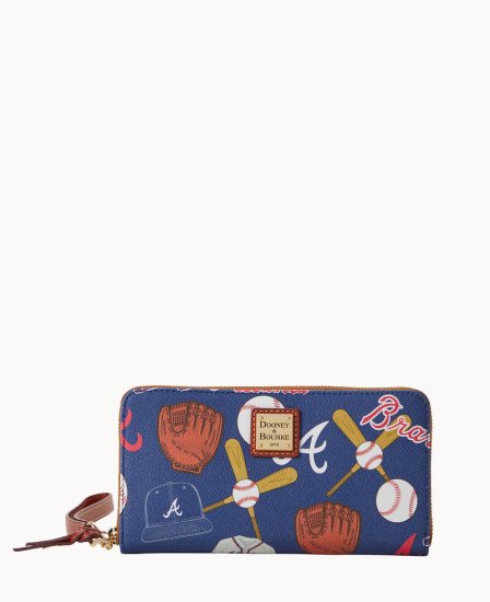 Dooney MLB Braves Large Zip Around Wristlet Braves ID-JuKoQdN5 - Click Image to Close