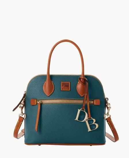 Dooney Pebble Grain Domed Satchel Teal ID-JYImefaf - Click Image to Close