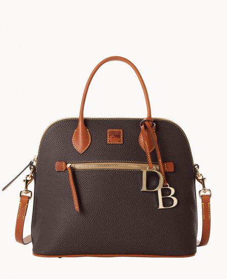 Dooney Pebble Grain Large Domed Satchel Brown Tmoro ID-EDDCePPM - Click Image to Close