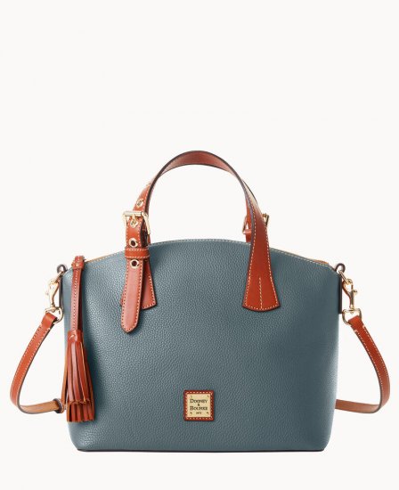 Dooney Pebble Grain Trina Satchel Slate ID-NOWZUJsO - Click Image to Close