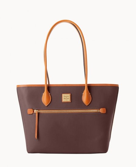 Dooney Wexford Leather Tote Brown ID-n5X8z53j - Click Image to Close