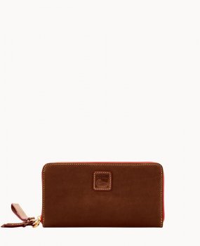 Dooney Florentine Large Zip Around Wristlet Chestnut ID-7hploe96