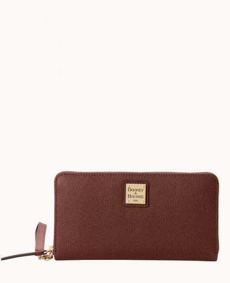 Dooney Saffiano Large Zip Around Wristlet Amber ID-ZPdGs9aK - Click Image to Close