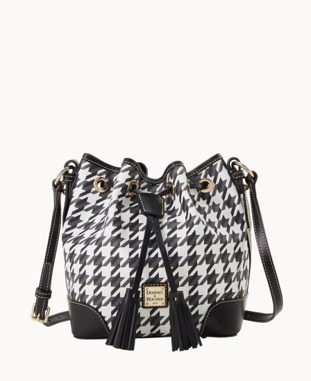 Dooney Houndstooth Crossbody Drawstring Black ID-YVJn95Z2 - Click Image to Close