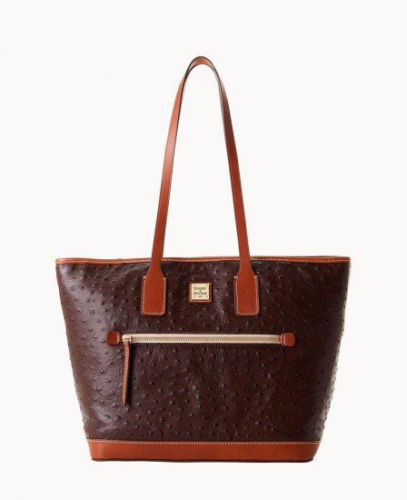 Dooney Ostrich Tote Brown Tmoro ID-SB6KWIII - Click Image to Close