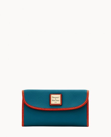 Dooney Pebble Grain Continental Clutch Teal ID-9x42TIws - Click Image to Close