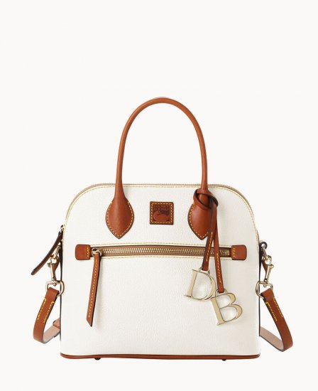 Dooney Pebble Grain Domed Satchel White ID-PbvmZlyI - Click Image to Close