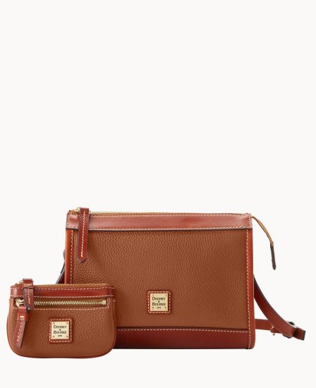 Dooney Pebble Grain Zip Crossbody With Small Coin Case Caramel ID-YCyh21WU - Click Image to Close