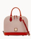 Dooney Pebble Grain Zip Zip Satchel Oyster ID-KnXhTAML