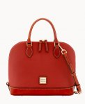 Dooney Pebble Grain Zip Zip Satchel Terracotta ID-MhUJetl4