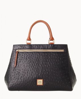 Dooney Ostrich Zip Satchel Black ID-aZdeGKtx