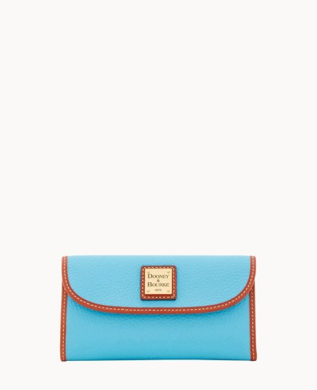 Dooney Pebble Grain Continental Clutch Sky Blue ID-w9vXsQMB - Click Image to Close