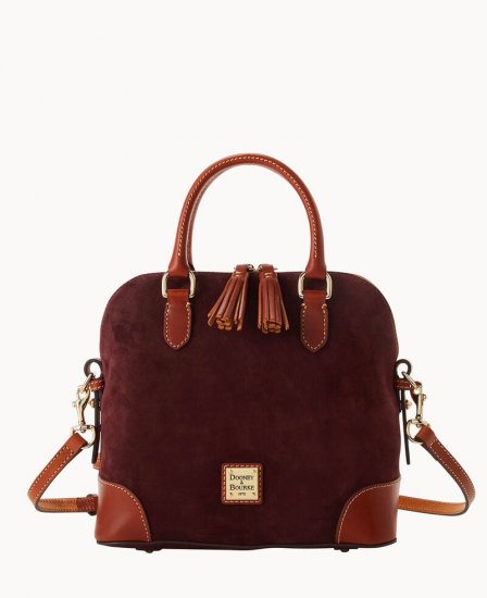 Dooney Suede Domed Satchel Wine ID-jeA5Rzl0 - Click Image to Close