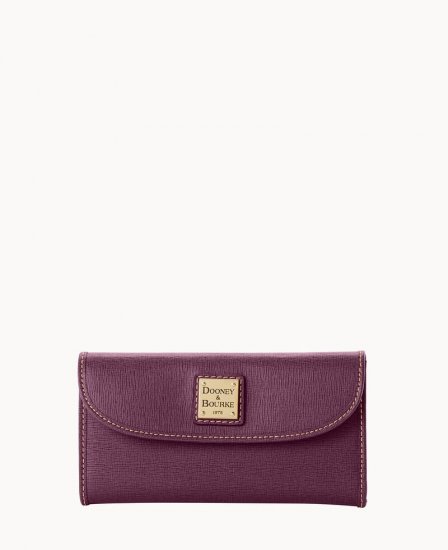 Dooney Saffiano Continental Clutch Plum Wine ID-TifQnznX - Click Image to Close