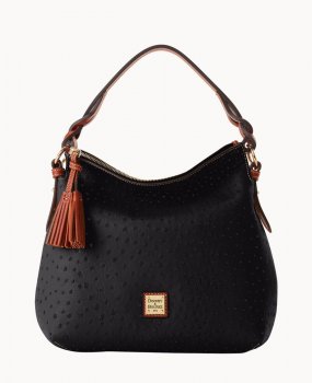 Dooney Ostrich Twist Strap Hobo Black ID-n1ElF7W5