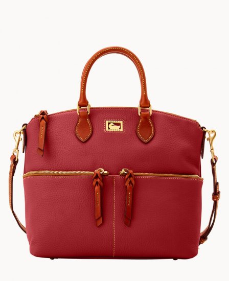 Dooney Dillen Double Pocket Satchel Red ID-kMTCXwsk - Click Image to Close