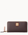 Dooney Pebble Grain Large Zip Around Wristlet Brown Tmoro ID-9E92hYVr