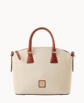 Dooney Pebble Grain Domed Satchel Bone ID-dXh4sBUi