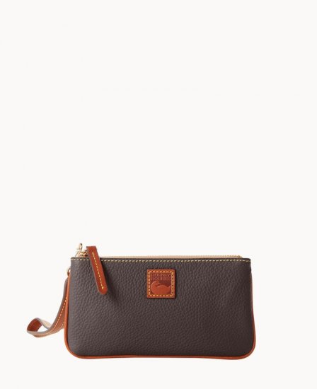 Dooney Pebble Grain Medium Wristlet Brown Tmoro ID-Jglijjec - Click Image to Close