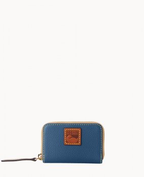 Dooney Pebble Grain Zip Around Credit Card Case Jeans ID-MyxImL3i