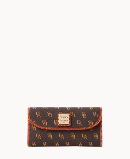 Dooney Gretta Continental Clutch Brown Tmoro ID-TkoDL3GF - Click Image to Close