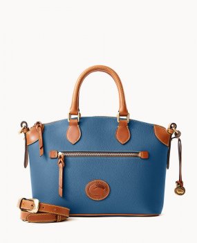 Dooney All Weather Leather 3.0 Domed Satchel 30 Denim ID-9BsEh085