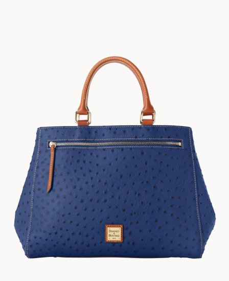 Dooney Ostrich Zip Satchel Navy ID-pN9OR7QB - Click Image to Close