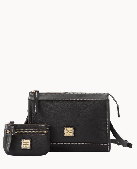 Dooney Pebble Grain Zip Crossbody With Small Coin Case Black ID-wthm71hO - Click Image to Close