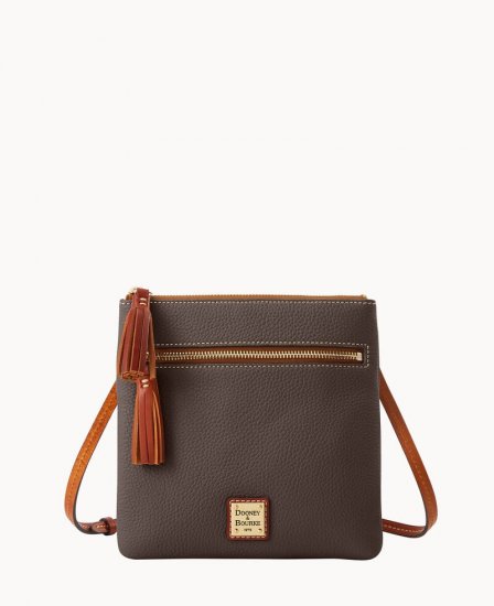 Dooney Pebble Grain Double Zip Tassel Crossbody Brown Tmoro ID-lCmEL7tg - Click Image to Close