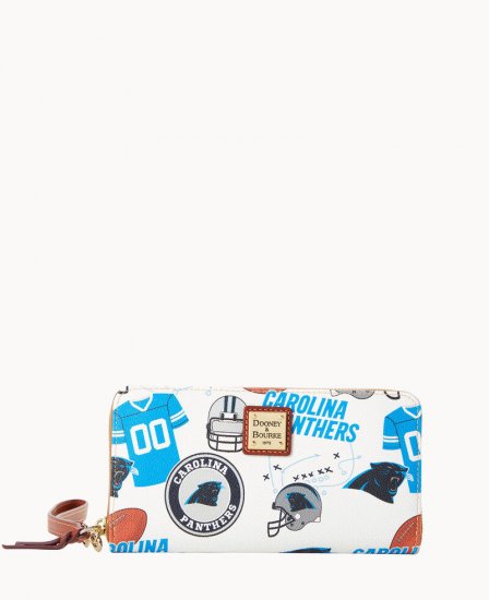 Dooney NFL Panthers Large Zip Around Wristlet PANTHERS ID-8eHahUdm - Click Image to Close