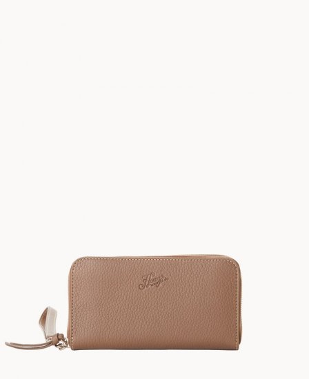 Dooney Henrys Medium Zip Around Wristlet Taupe ID-jwGffqSu - Click Image to Close