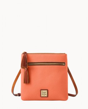 Dooney Pebble Grain Double Zip Tassel Crossbody Coral ID-HUMss8MI