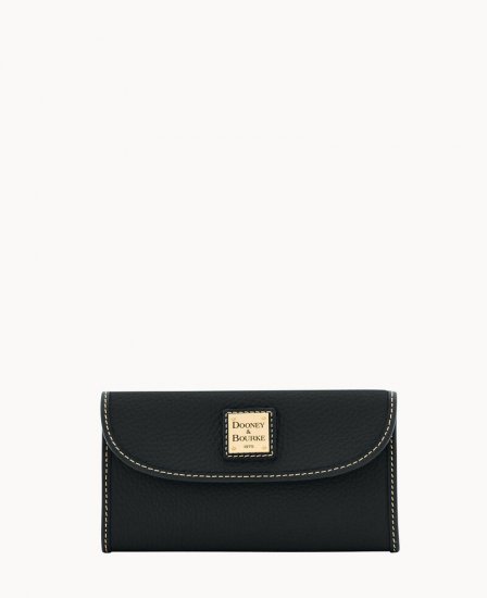 Dooney Pebble Grain Continental Clutch Black Black ID-gqwLI1yU - Click Image to Close