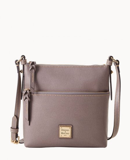 Dooney Saffiano Letter Carrier Taupe ID-O21zbBuq - Click Image to Close