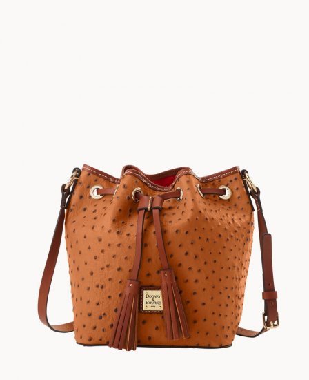 Dooney Ostrich Serena Crossbody Caramel ID-WLmZDOr0 - Click Image to Close