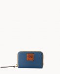 Dooney Pebble Grain Zip Around Credit Card Case Jeans ID-MyxImL3i