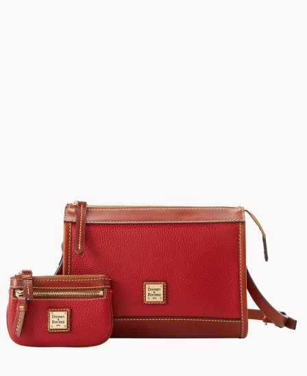 Dooney Pebble Grain Zip Crossbody With Small Coin Case Red ID-ZNH0YNQ3 - Click Image to Close