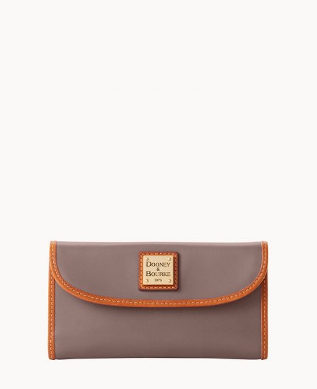 Dooney Wexford Leather Continental Clutch Taupe ID-ox98hr0O - Click Image to Close