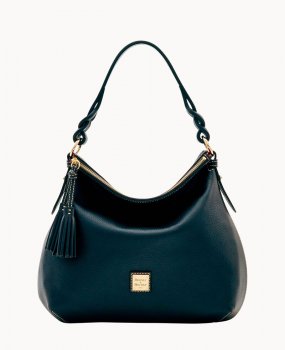 Dooney Pebble Grain Twist Strap Hobo Black Black ID-MPmy6x8n