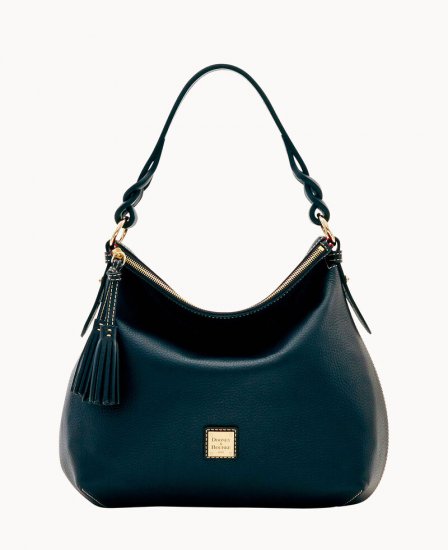 Dooney Pebble Grain Twist Strap Hobo Black Black ID-MPmy6x8n - Click Image to Close