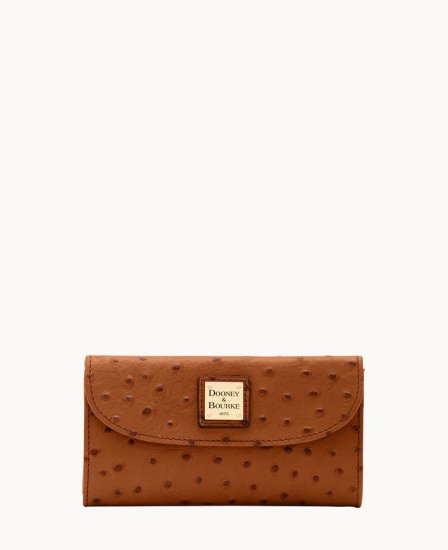 Dooney Ostrich Continental Clutch Caramel ID-ahMfu1zV - Click Image to Close